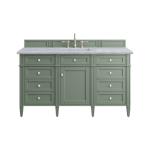 Brittany 60IN Single Vanity Smokey Celadon w/ 3 CM Carrara Marble Top
