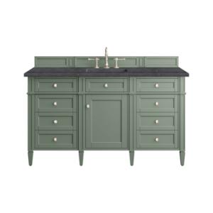 Brittany 60IN Single Vanity Smokey Celadon w/ 3 CM Charcoal Soapstone Top