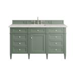 Brittany 60IN Single Vanity Smokey Celadon w/ 3 CM Eternal Jasmine Pearl Top