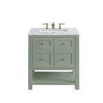 Breckenridge 30IN Single Vanity Smokey Celadon w/ 3 CM Carrara Marble Top