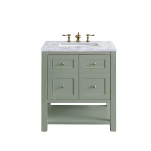 Breckenridge 30IN Single Vanity Smokey Celadon w/ 3 CM Carrara Marble Top