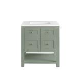 Breckenridge 30IN Single Vanity Smokey Celadon w/ 3 CM White Zeus Top