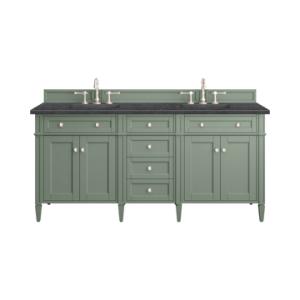 Brittany 72IN Double Vanity Smokey Celadon w/ 3 CM Charcoal Soapstone Top