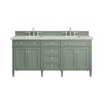 Brittany 72IN Double Vanity Smokey Celadon w/ 3 CM Eternal Jasmine Pearl Top