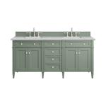 Brittany 72IN Double Vanity Smokey Celadon w/ 3 CM Ethereal Noctis Top