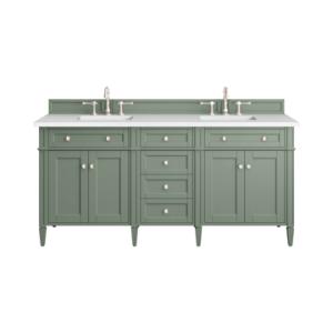 Brittany 72IN Double Vanity Smokey Celadon w/ 3 CM White Zeus Top