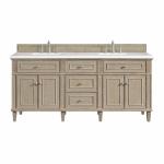 Lorelai 72IN Double Vanity Whitewashed Oak w/ 3 CM White Zeus Silestone Top
