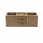 Columbia 59IN Double Wall Mount Vanity Cabinet Latte Oak Radiant Gold