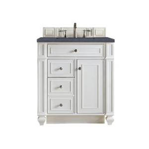 Bristol 30IN Single Vanity Bright White w/ 3 CM Charcoal Soapstone Silestone Top