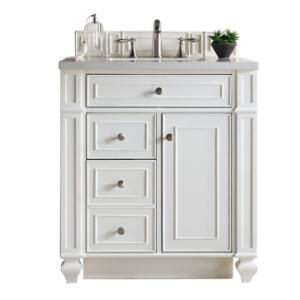 Bristol 30IN Single Vanity Bright White w/ 3 CM Eternal Jasmine Pearl Silestone Top
