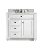 Bristol 36IN Single Vanity Bright White w/ 3 CM Carrara Marble Top