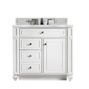 Bristol 36IN Single Vanity Bright White w/ 3 CM Carrara Marble Top