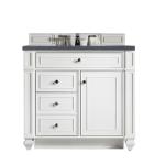 Bristol 36IN Single Vanity Bright White w/ 3 CM Charcoal Soapstone Silestone Top