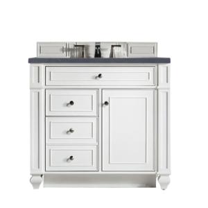 Bristol 36IN Single Vanity Bright White w/ 3 CM Charcoal Soapstone Silestone Top