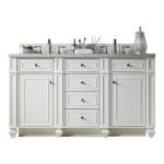 Bristol 60IN Double Vanity Bright White w/ 3 CM Carrara Marble Top