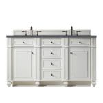 Bristol 60IN Double Vanity Bright White w/ 3 CM Charcoal Soapstone Silestone Top