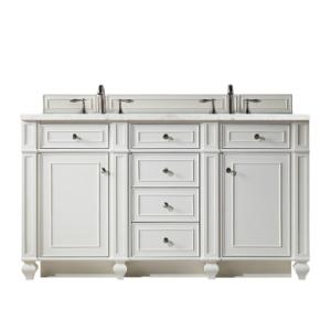 Bristol 60IN Double Vanity Bright White w/ 3 CM Eternal Jasmine Pearl Silestone Top