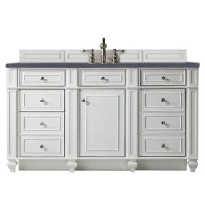 Bristol 60IN Single Vanity Bright White w/ 3 CM Charcoal Soapstone Silestone Top