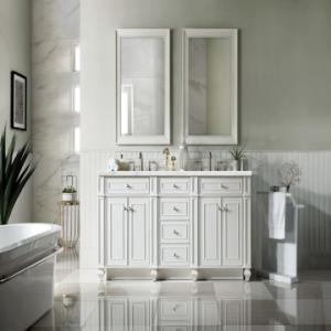 Bristol 72IN Double Vanity Bright White w/ 3 CM Carrara Marble Top