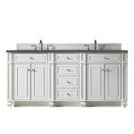 Bristol 72IN Double Vanity Bright White w/ 3 CM Charcoal Soapstone Silestone Top