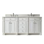 Bristol 72IN Double Vanity Bright White w/ 3 CM Eternal Jasmine Pearl Silestone Top