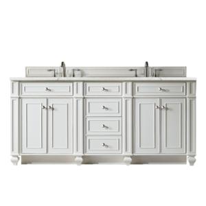 Bristol 72IN Double Vanity Bright White w/ 3 CM Eternal Jasmine Pearl Silestone Top