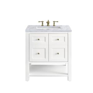 Breckenridge 30IN Single Vanity Bright White w/ 3 CM Carrara Marble Top