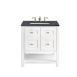 Breckenridge 30IN Single Vanity Bright White w/ 3 CM Charcoal Soapstone Top
