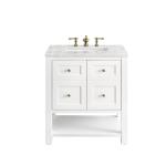 Breckenridge 30IN Single Vanity Bright White w/ 3 CM Eternal Jasmine Pearl Top