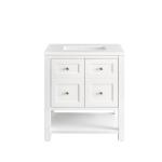 Breckenridge 30IN Single Vanity Bright White w/ 3 CM White Zeus Top