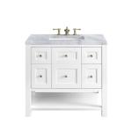Breckenridge 36IN Single Vanity Bright White w/ 3 CM Carrara Marble Top