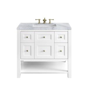 Breckenridge 36IN Single Vanity Bright White w/ 3 CM Carrara Marble Top