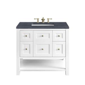 Breckenridge 36IN Single Vanity Bright White w/ 3 CM Charcoal Soapstone Top