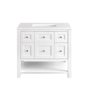 Breckenridge 36IN Single Vanity Bright White w/ 3 CM White Zeus Top
