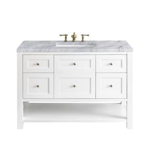 Breckenridge 48IN Single Vanity Bright White w/ 3 CM Carrara Marble Top
