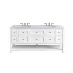 Breckenridge 72IN Double Vanity Bright White w/ 3 CM Carrara Marble Top