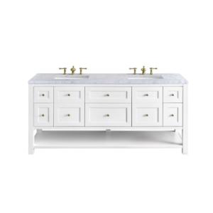 Breckenridge 72IN Double Vanity Bright White w/ 3 CM Carrara Marble Top