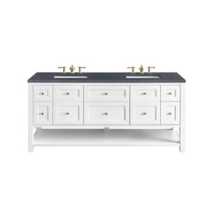 Breckenridge 72IN Double Vanity Bright White w/ 3 CM Charcoal Soapstone Top