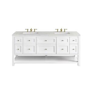 Breckenridge 72IN Double Vanity Bright White w/ 3 CM Eternal Jasmine Pearl Top