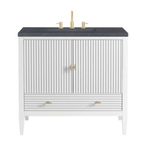 Myrrin 36IN Vanity Bright White w/ 3 CM Charcoal Soapstone Silestone Top