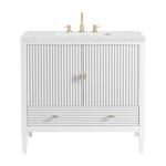 Myrrin 36IN Vanity Bright White w/ 3 CM Ethereal Noctis Silestone Top