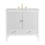 Myrrin 36IN Vanity Bright White w/ 3 CM Victorian Silver Silestone Top