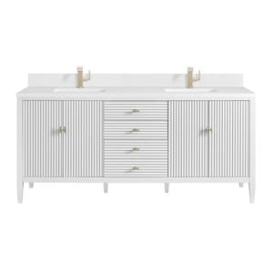 Myrrin 72IN Vanity Bright White w/ Single Hole 3 CM White Zeus Silestone Top & Backsplash