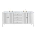 Myrrin 72IN Double Vanity Bright White w/ 3 CM Carrara White Marble Top