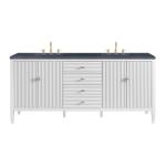Myrrin 72IN Double Vanity Bright White w/ 3 CM Charcoal Soapstone Silestone Top