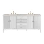 Myrrin 72IN Double Vanity Bright White w/ 3 CM Eternal Jasmine Pearl Silestone Top