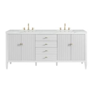 Myrrin 72IN Double Vanity Bright White w/ 3 CM Ethereal Noctis Silestone Top