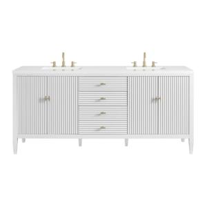 Myrrin 72IN Double Vanity Bright White w/ 3 CM White Zeus Silestone Top