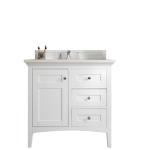 Palisades 36IN Single Vanity Bright White w/ 3 CM Eternal Jasmine Pearl Silestone Top