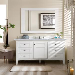 Palisades 48IN Single Vanity Bright White w/ 3 CM Carrara Marble Top